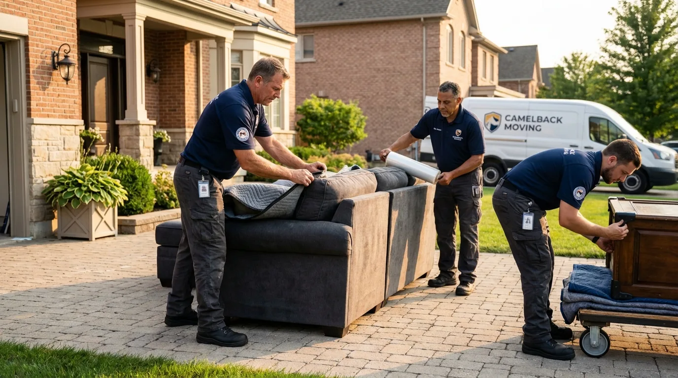 Large estate moving crew wrapping furniture in Safford, AZ