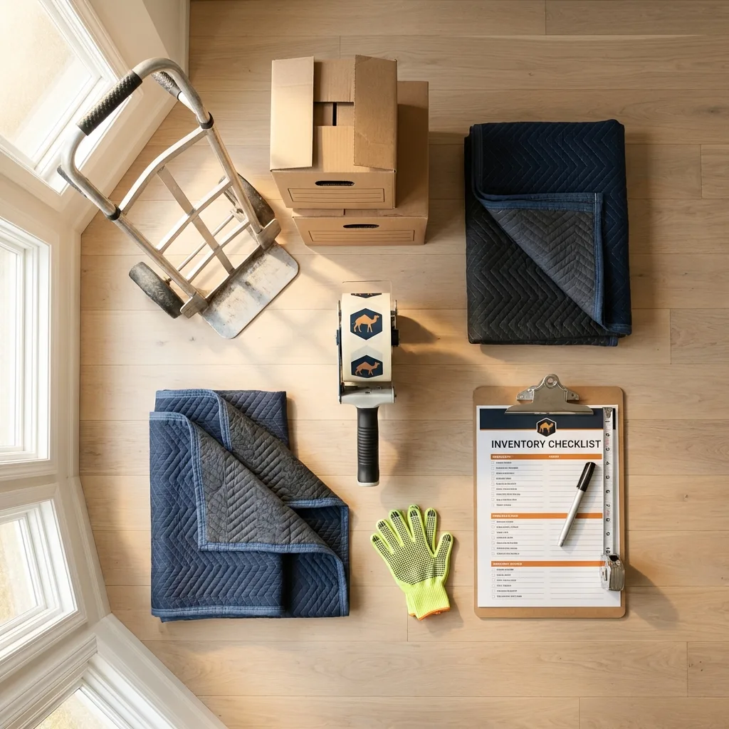 Professional moving supplies and packing materials layout for Safford residential relocations